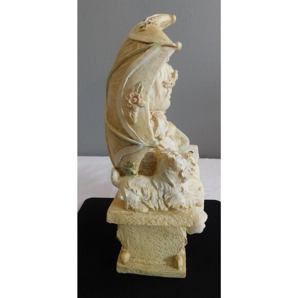 Large  Resin Figurine Young Man-Woman with Dog Sitting of Bench Reading A Book - Picture 5 of 8